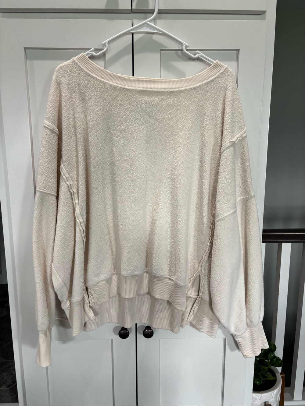 American Eagle Outfitters Off-the-Shoulder Cream Pullover Sweater